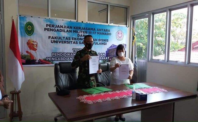 Penandatanganan Perjanjian Kerja Sama Pengadilan Militer III-17 Manado dengan Fakultas Ekonomi & Bisnis  Universitas Samratulangi Manado